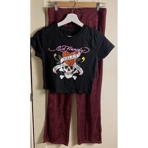 Vintage Juicy Couture Pants Y2K Bundle Ed Hardy Baby Tee Size S/XS Love Kills